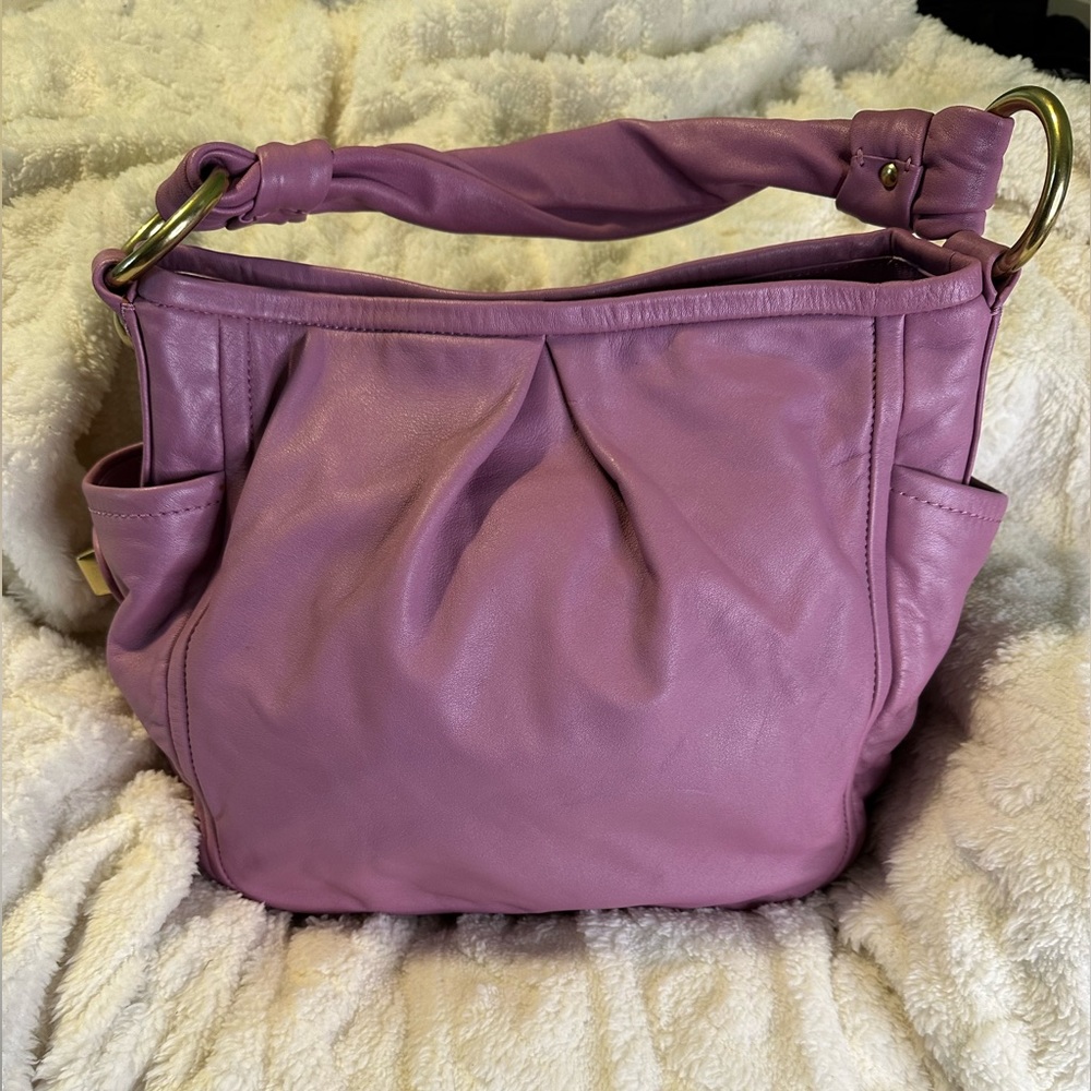 EUC PURPLE COACH SHOULDER BAG, GOLD HARDWARE